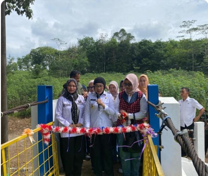 Bupati Way Kanan Resmikan Jembatan Gantung Baja dan Pembangunan Rehabilitasi SD Di Gunung Katun